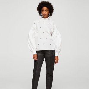 SOLD • Mango Embroidered Crystal Balloon Sleeve